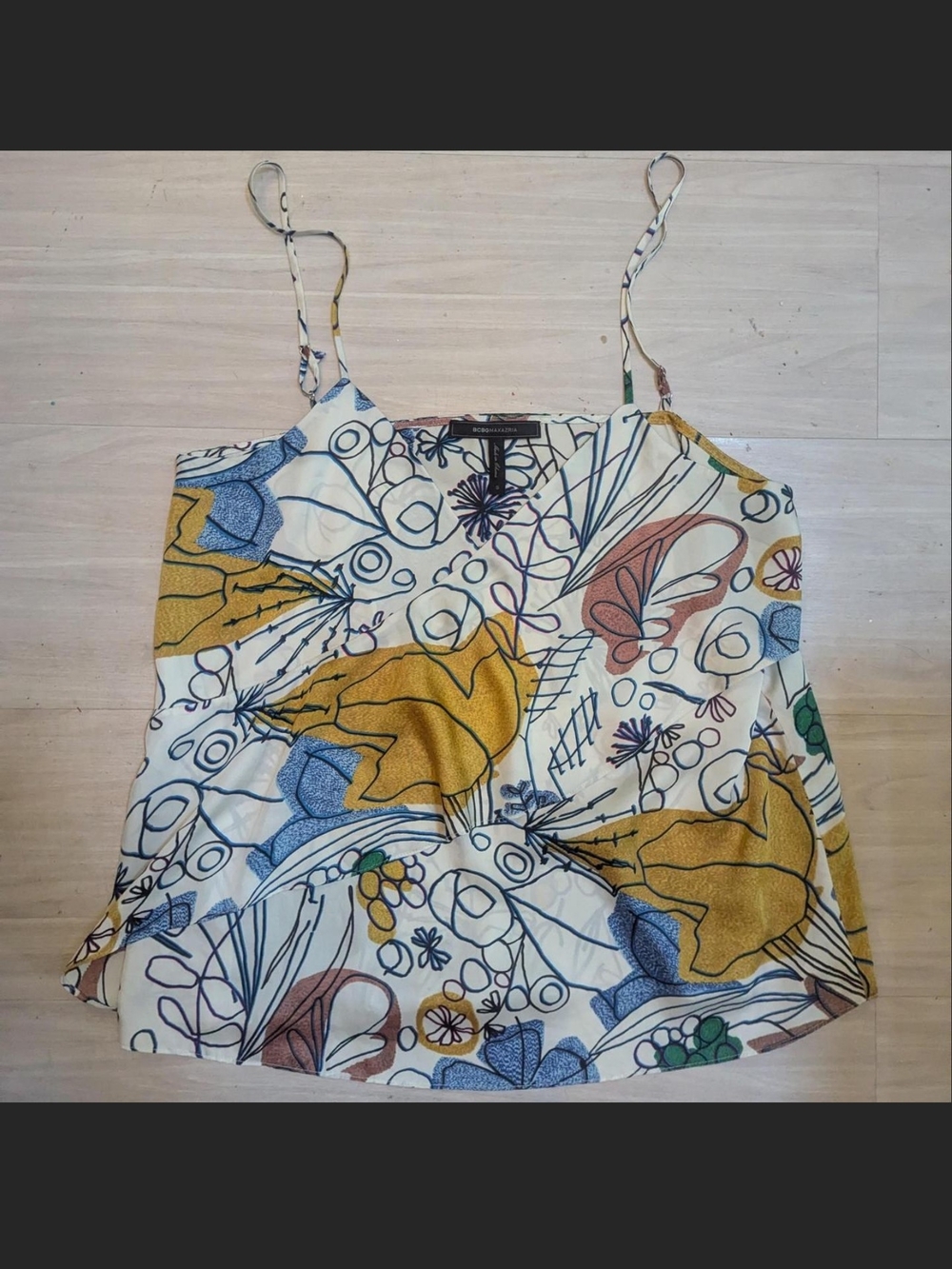 BCBGMaxAzria White Floral-Print Spaghetti Strap Cami